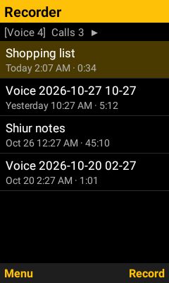 Recordings list